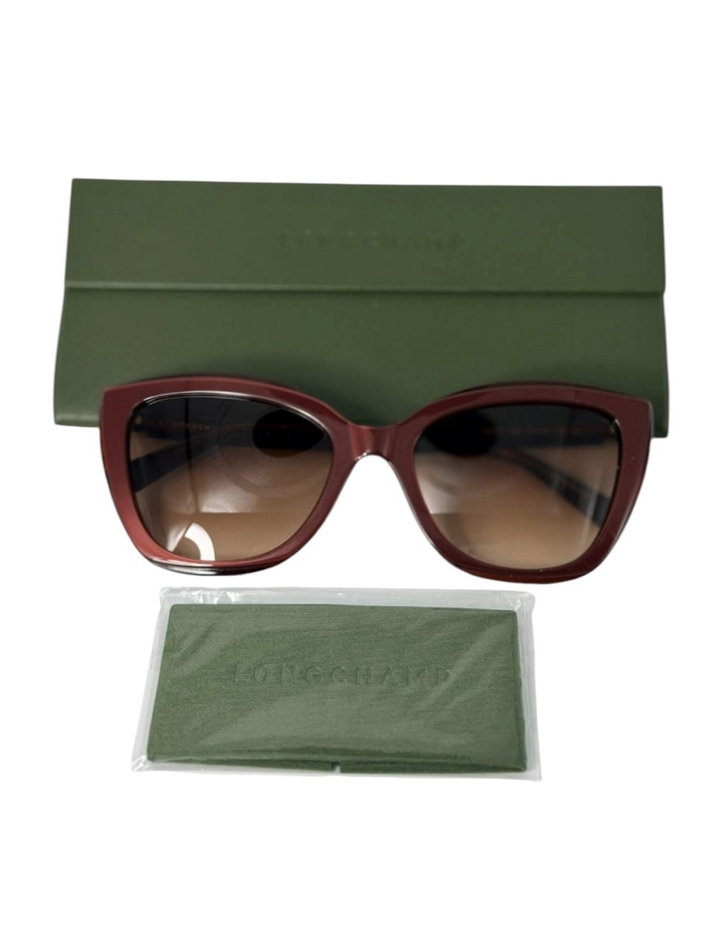 Longchamp Burgundy Cat Eye Sunglasses Gradient Lens NWOT